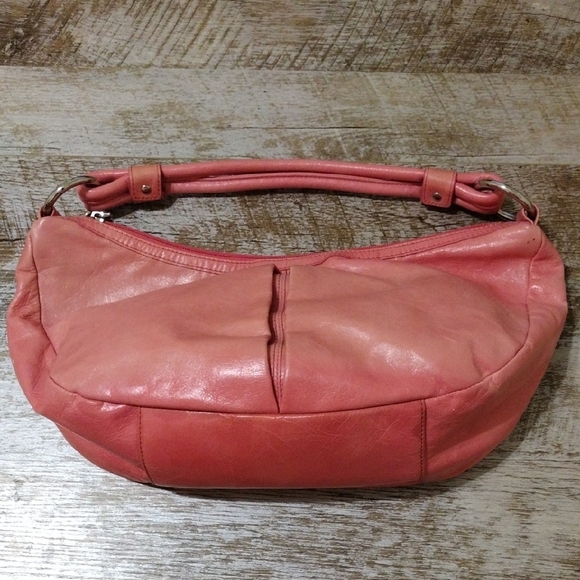 HOBO Handbags - HOBO Pink Leather Hobo Bag with Curved Shape and Single Handle